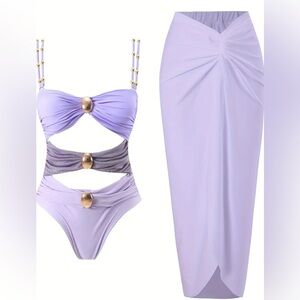 Lavender Chic swim with cover up skirt 💜 Jasmine